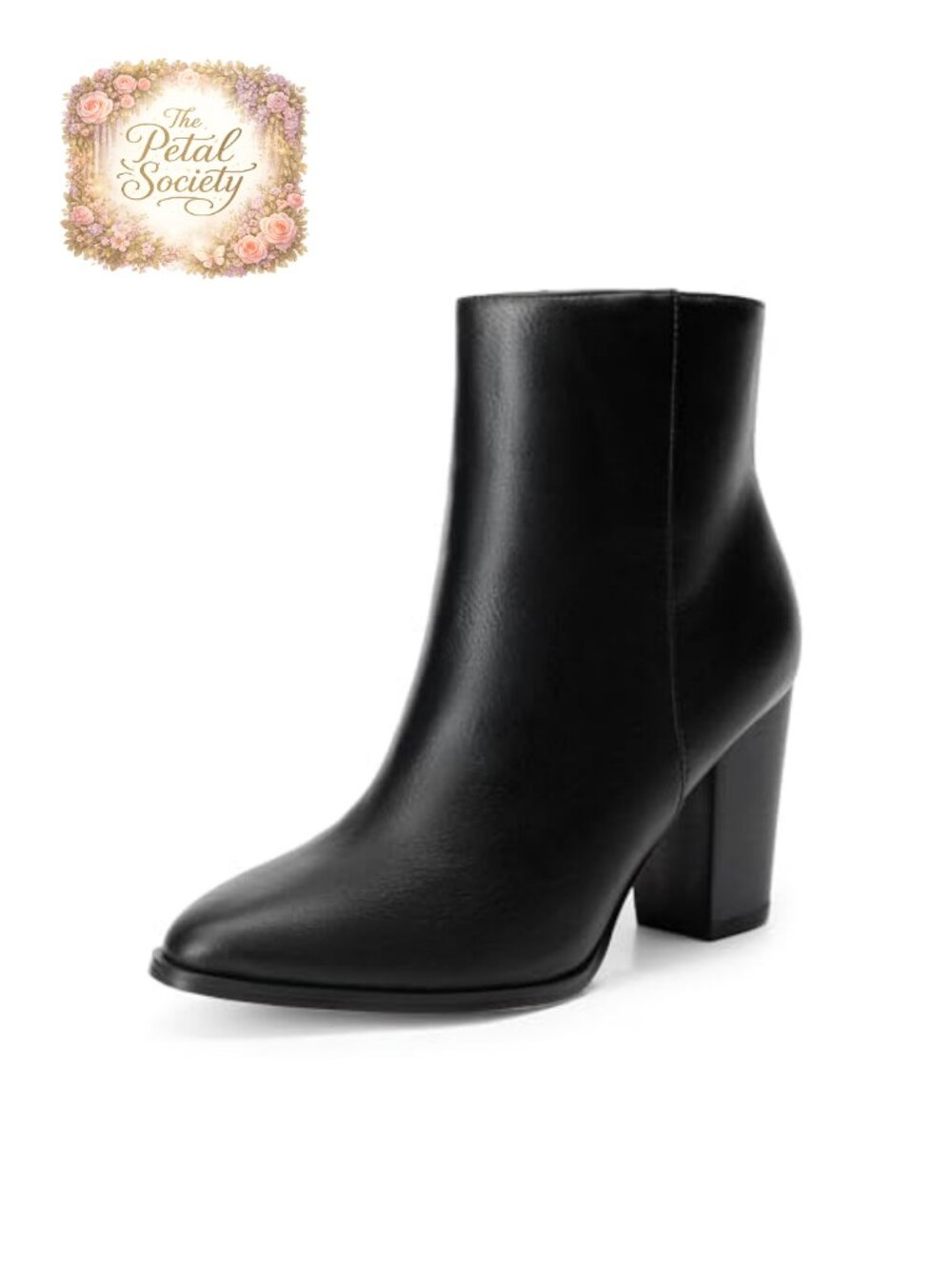 Dream Pairs Women's Chunky Block Heel Ankle Boots Pointed Toe Faux Leather